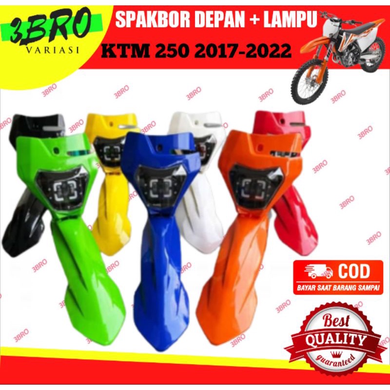 spakbor depan lampu depan  ktm 250 2017 up rail slebor depan ktm 250 2017 - 2022 super motor trail