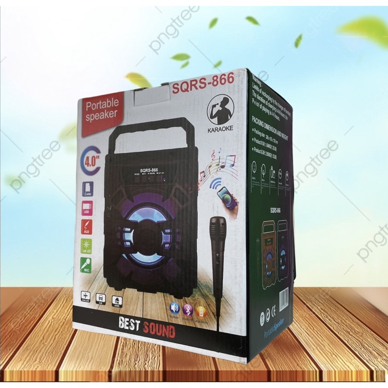 SP-866 speaker bluetooth karake bigbass free mic speaker portabel terbaik di kelasnya