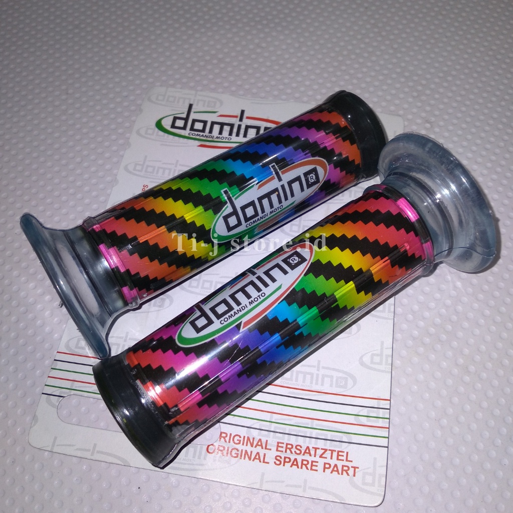 Hand Grip Domino Karbon Pelangi Sarung Gas Motor Variasi Bahan Karet Silicon Bisa Untuk Semua Motor