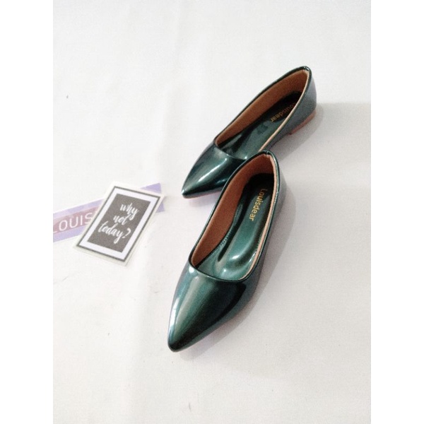 sepatu flatshoes wanita terbaru kekinian bahan  glossy LOUISDEAR B73