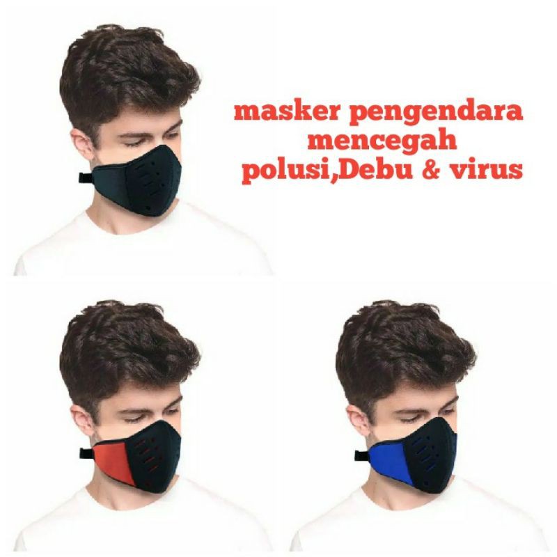 Masker berkendara motor sepeda mencegah debu dan polusi bahan tebal bisa di cuci