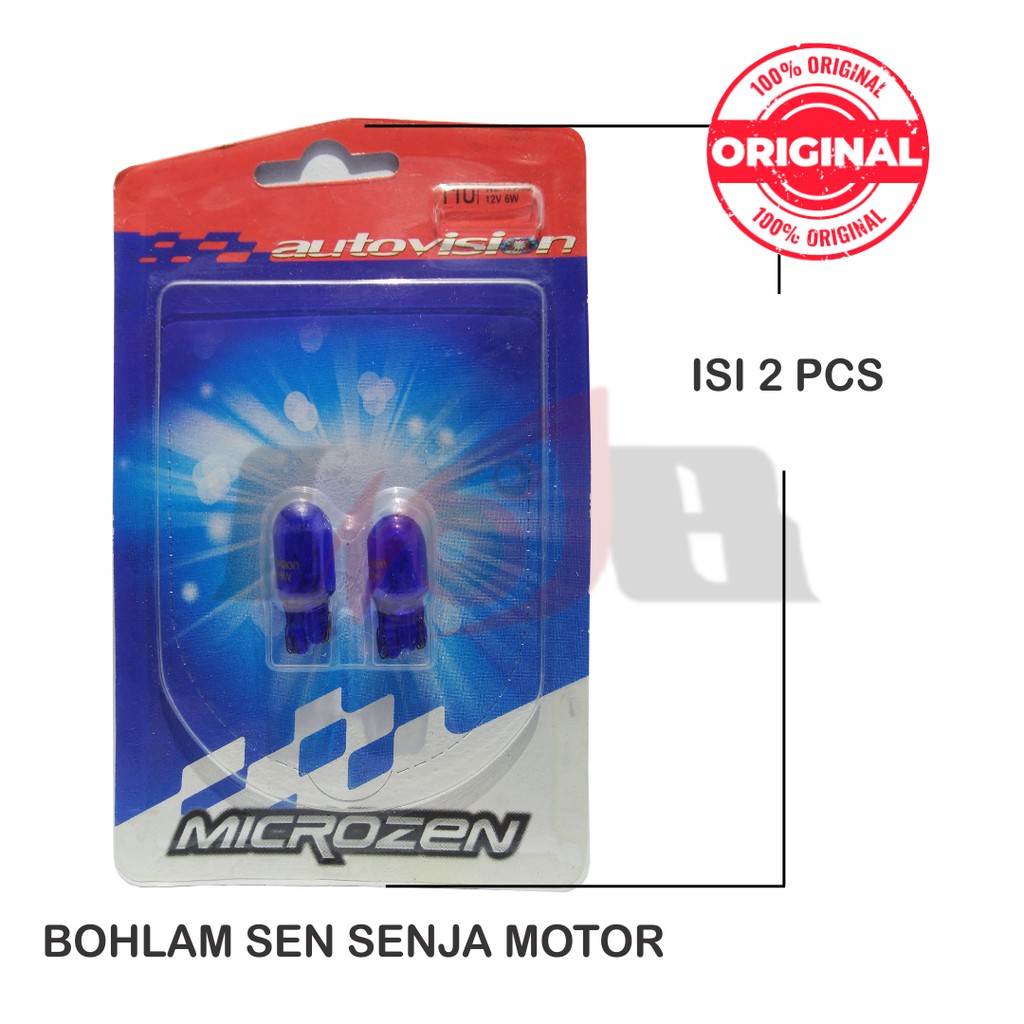 T10 Autovision Microzen Blue Lampu Bohlam Sen Senja Motor Mobil 12v 6w