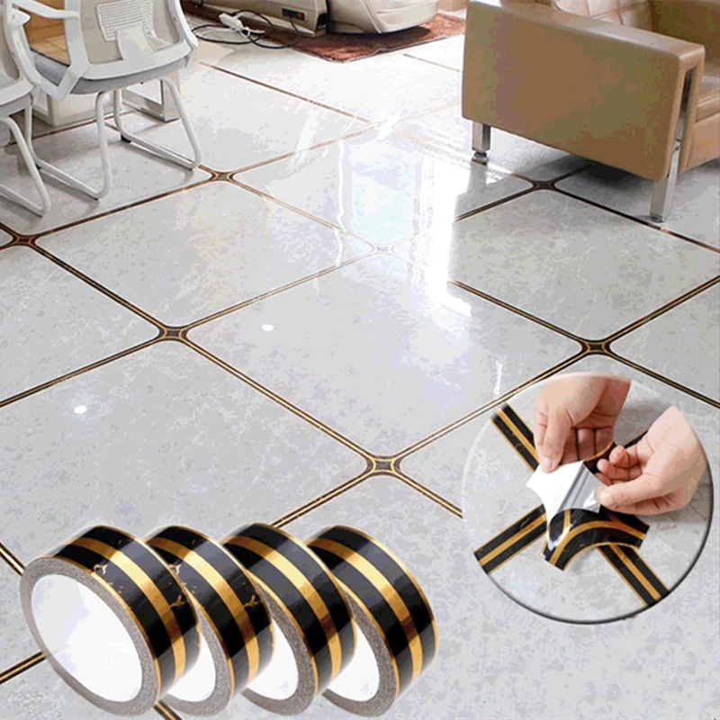 Hot Sale/5M Tahan Aus Jahitan Cantik Garis Emas Self Adhesive Floor Tile Stickers/Waterproof Tile Beauty Seam Tape Stickers