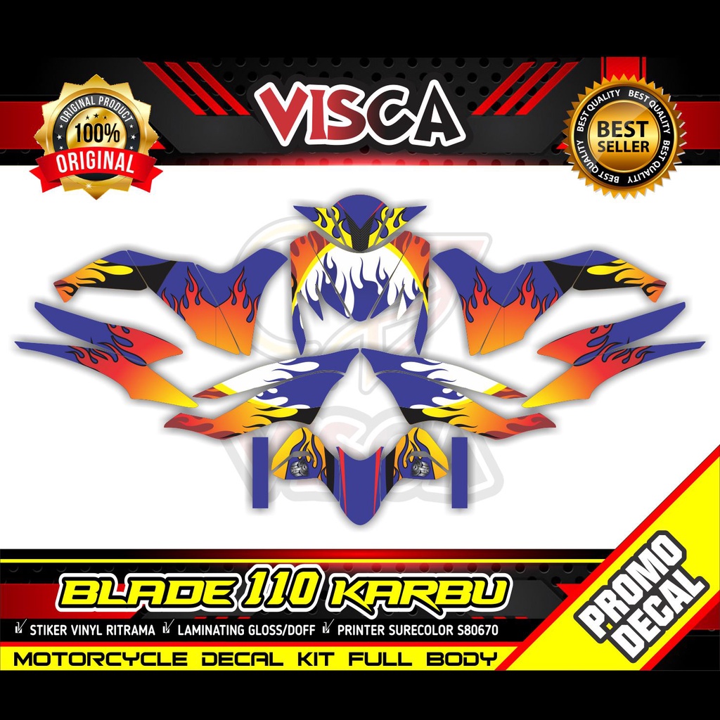 Decal Blade 110 Old Full Body Stiker Motor Blade 110 Full Body Striping Blade 110 Variasi Fire