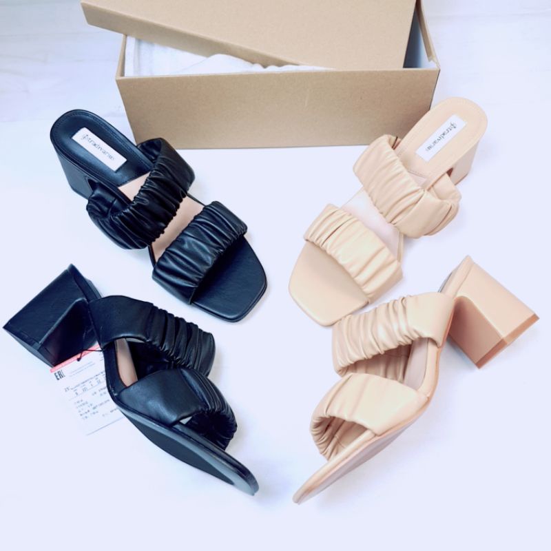 Stradivarius Double Strap Puffy Heeled Sandal