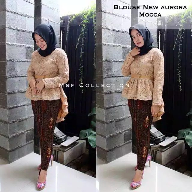 SB Collection Stelan Kebaya Lisa Blouse Brukat Pita Dan Rok Plisket Maxi Jumbo Batik Wanita