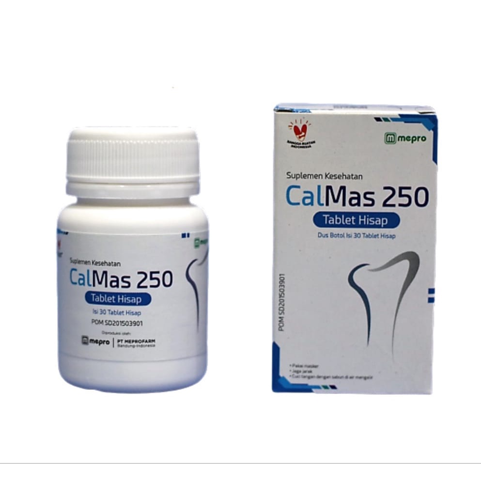Calmas Tablet 250 mg Isi 30 Tablet Kunyah Vitamin Peninggi Badan / Kalsium