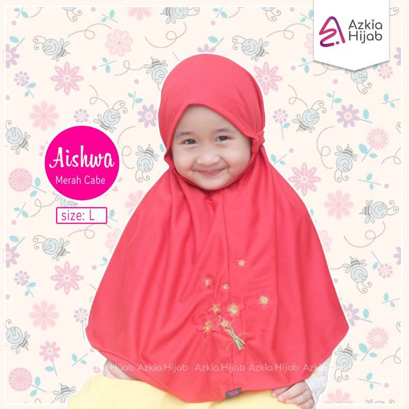 Aishwa || size SS (size 1) jilbab anak / bayi || usia 0 bulan - 6 bulan new azkia hijab-Merah cabe