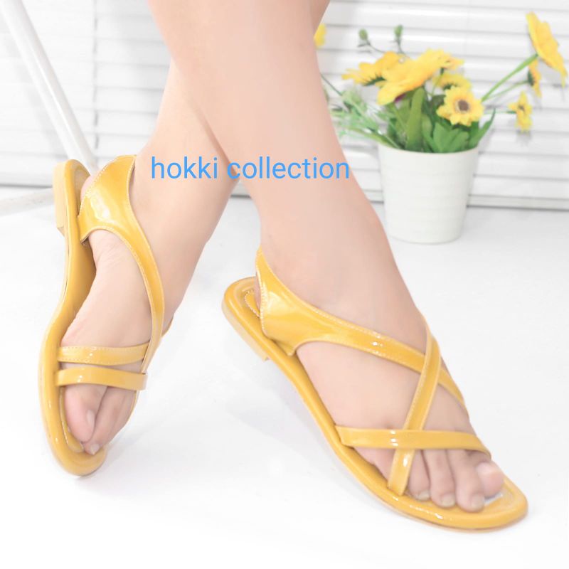 sandal tali wanita flat premium murah