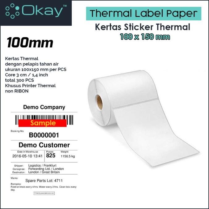 

KERTAS THERMAL LABEL 100X150 mm STICKER LABEL Isi 300 pcs
