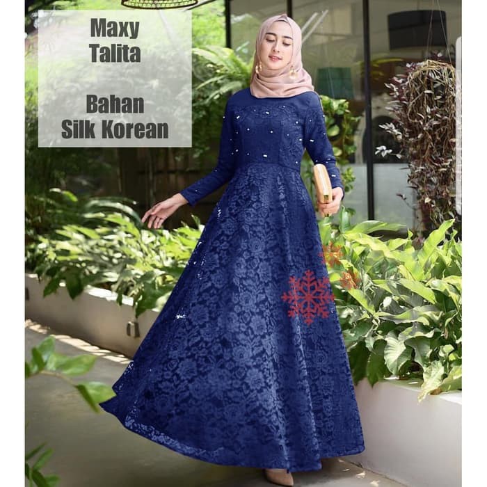 MAXI TALITA NAVY SILK GUCHIKA [Gamis 0100] SIC