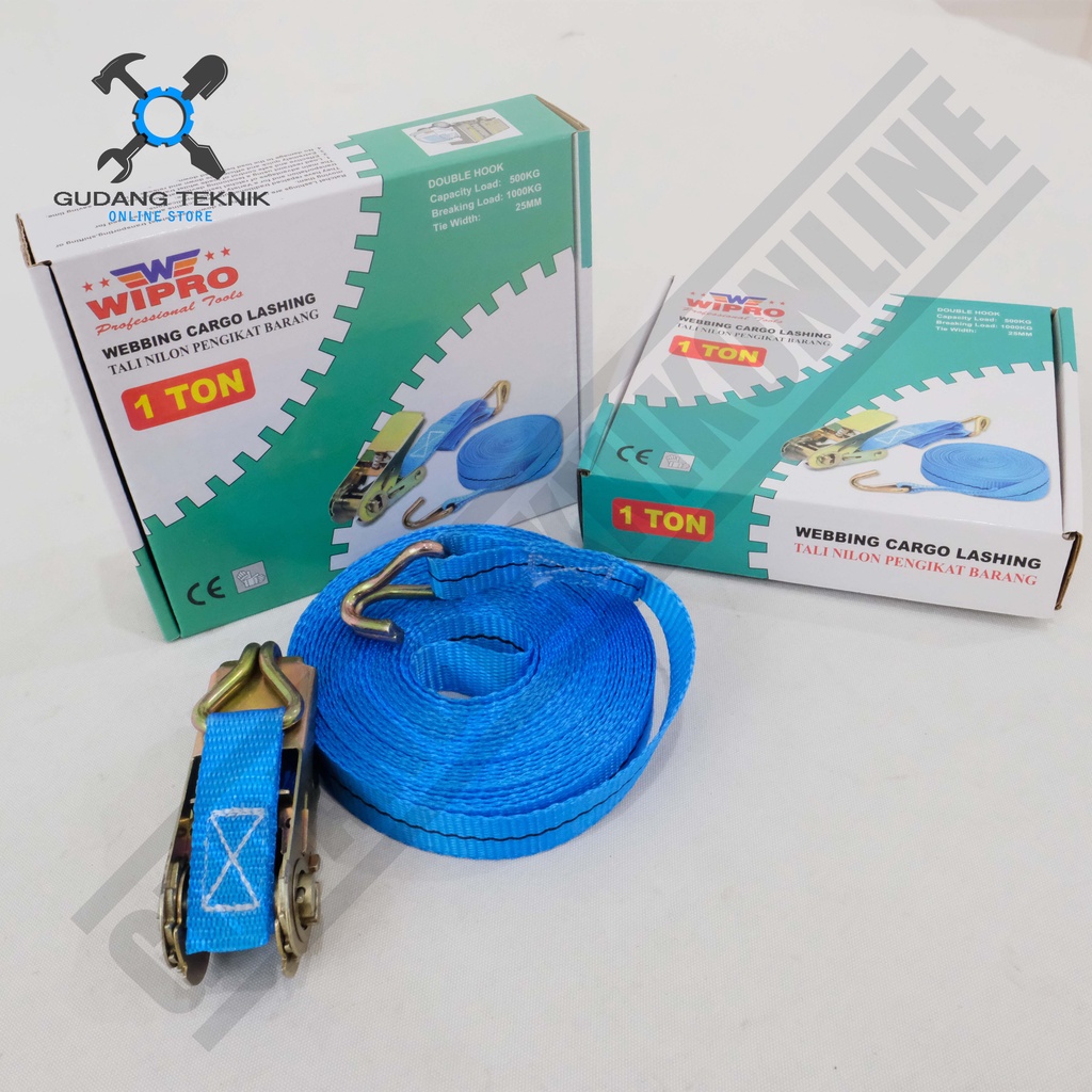 WIPRO Tali Pengikat Barang 1T 10M Cargo Lashing Belt Ratchet Tie Down