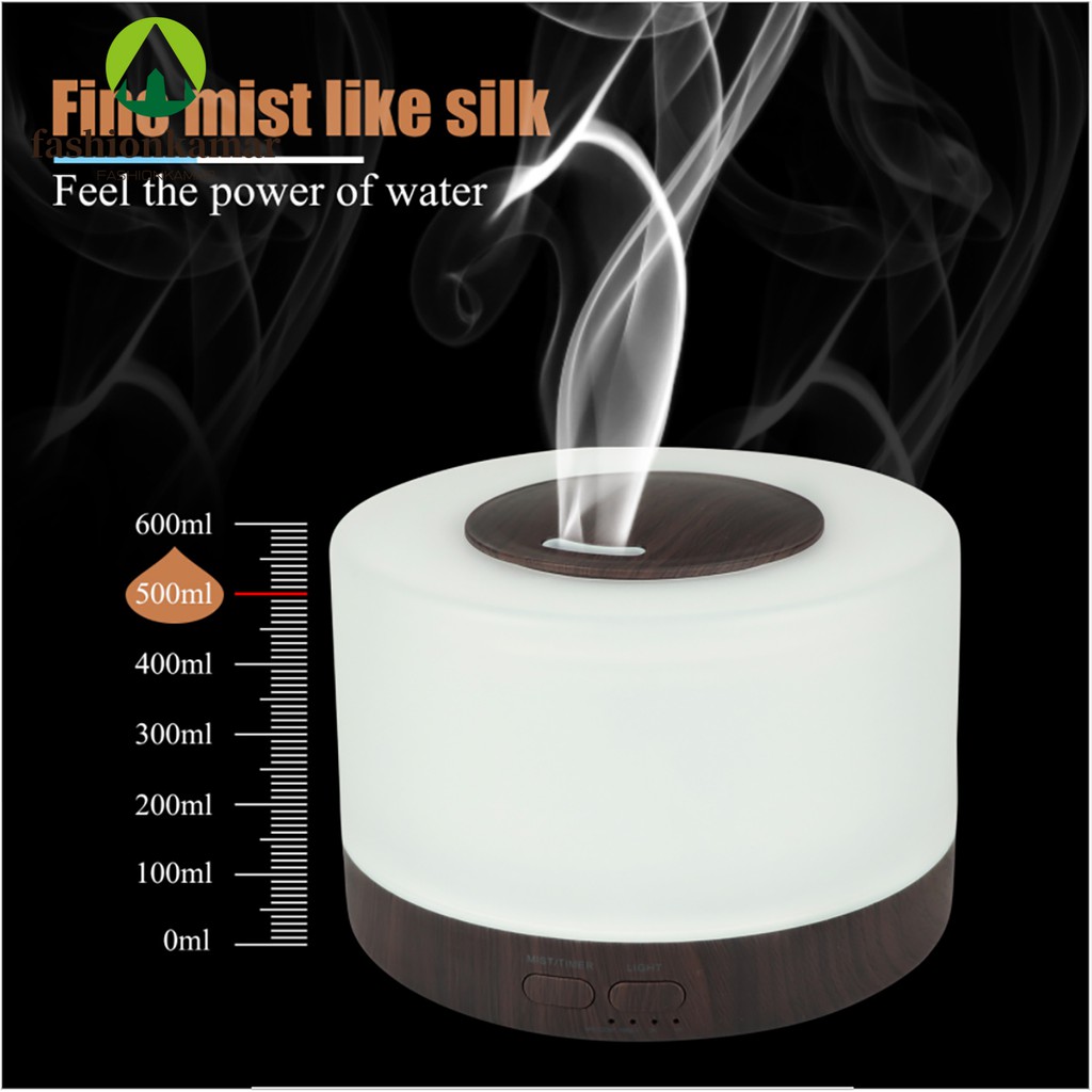 Humidifier Air 500ML Aromaterapi Difuser Dengan Remote Model Putih Alas Kayu (TIDAK FREE OIL)