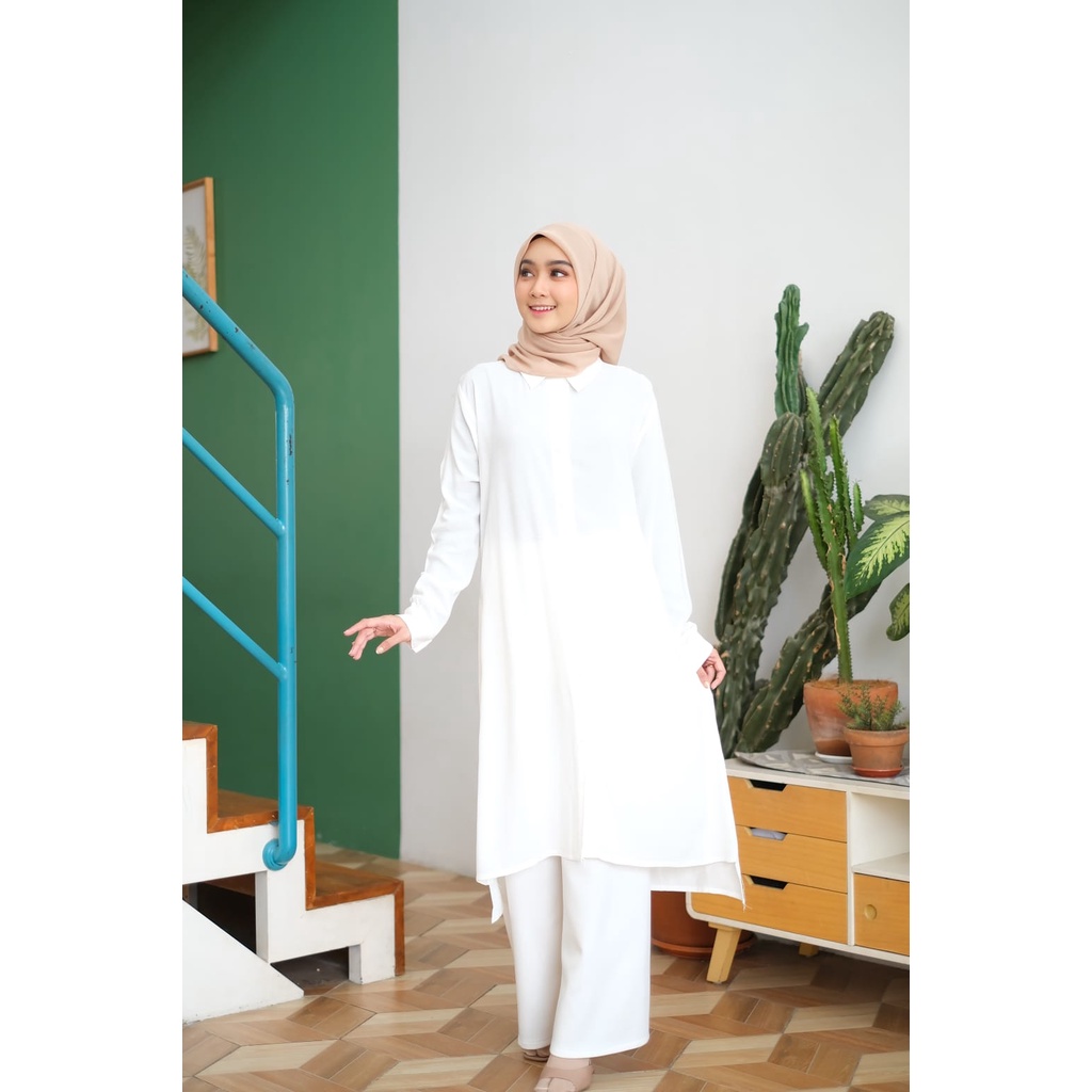 NEW- Betary Tunik Kancing Depan / Kemeja Atasan Wanita OVERSIZE Lengan Panjang Bahan Cotton Crinkle