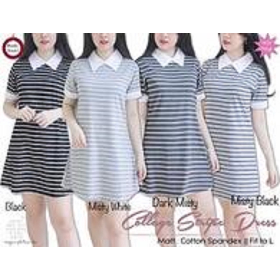 [Colage Stripe Dress BC]Dress wanita spandek varian warna