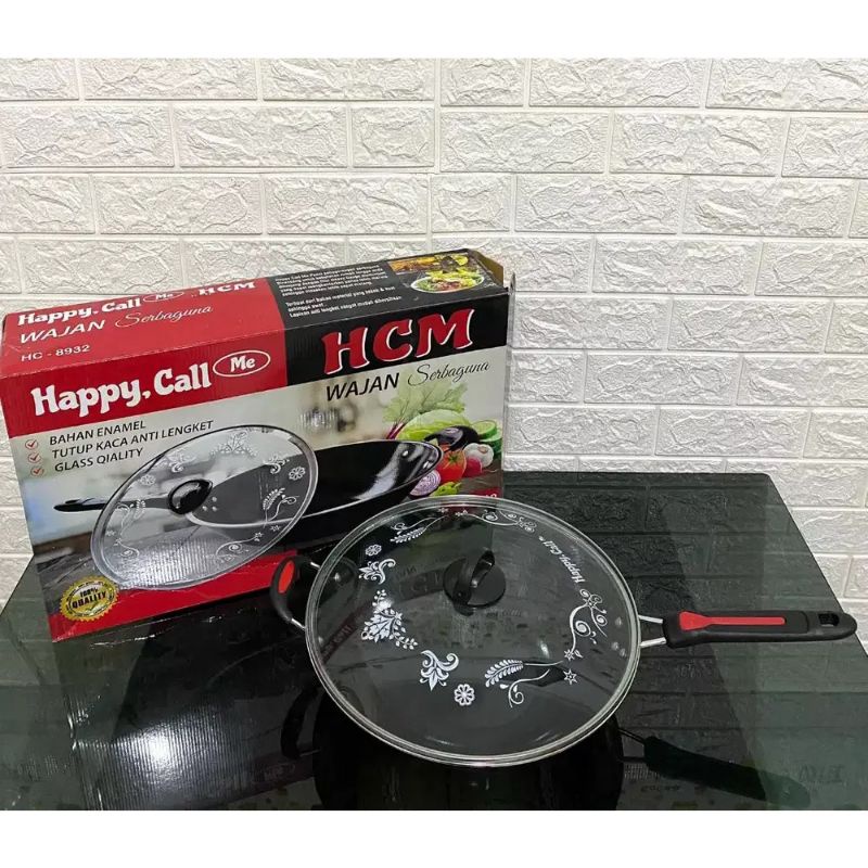 Wajan Teflon + Tutup Kaca 32 cm HCM