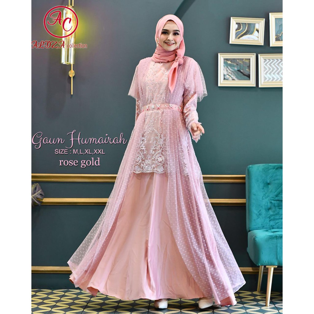 LONG GAMIS TULLE MUTIARA BORDIR / GAMIS PESTA / GAMIS HUMAIRAH