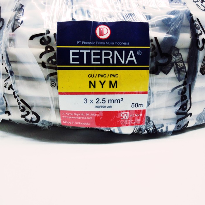 KABEL LISTRIK ETERNA NYM 3x2.5x50 M / ETERNA KABEL 3x2.5 3x2,5 - PER ROLL 50 Meter