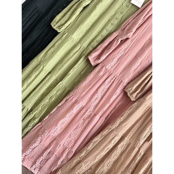 FW D419 Dress Panjang Brokat Import Premium