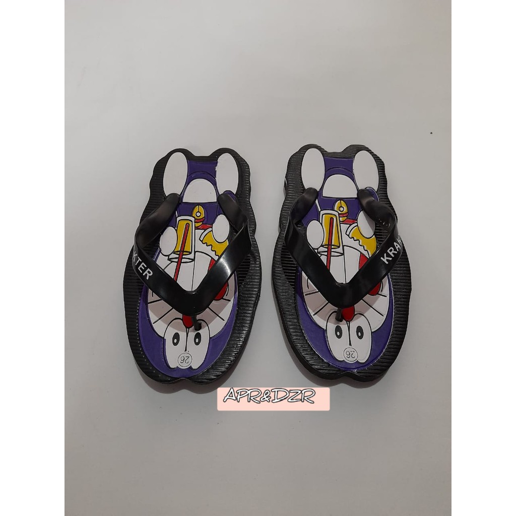 sandal anak krakter motif doraemon/sandal krakter murah/sandal anak lucu