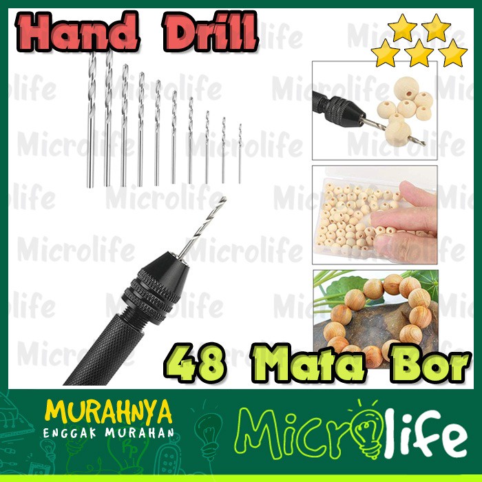 Bor Tangan Manual Serbaguna Mini Hand Drill Bonus 48 Mata Bor