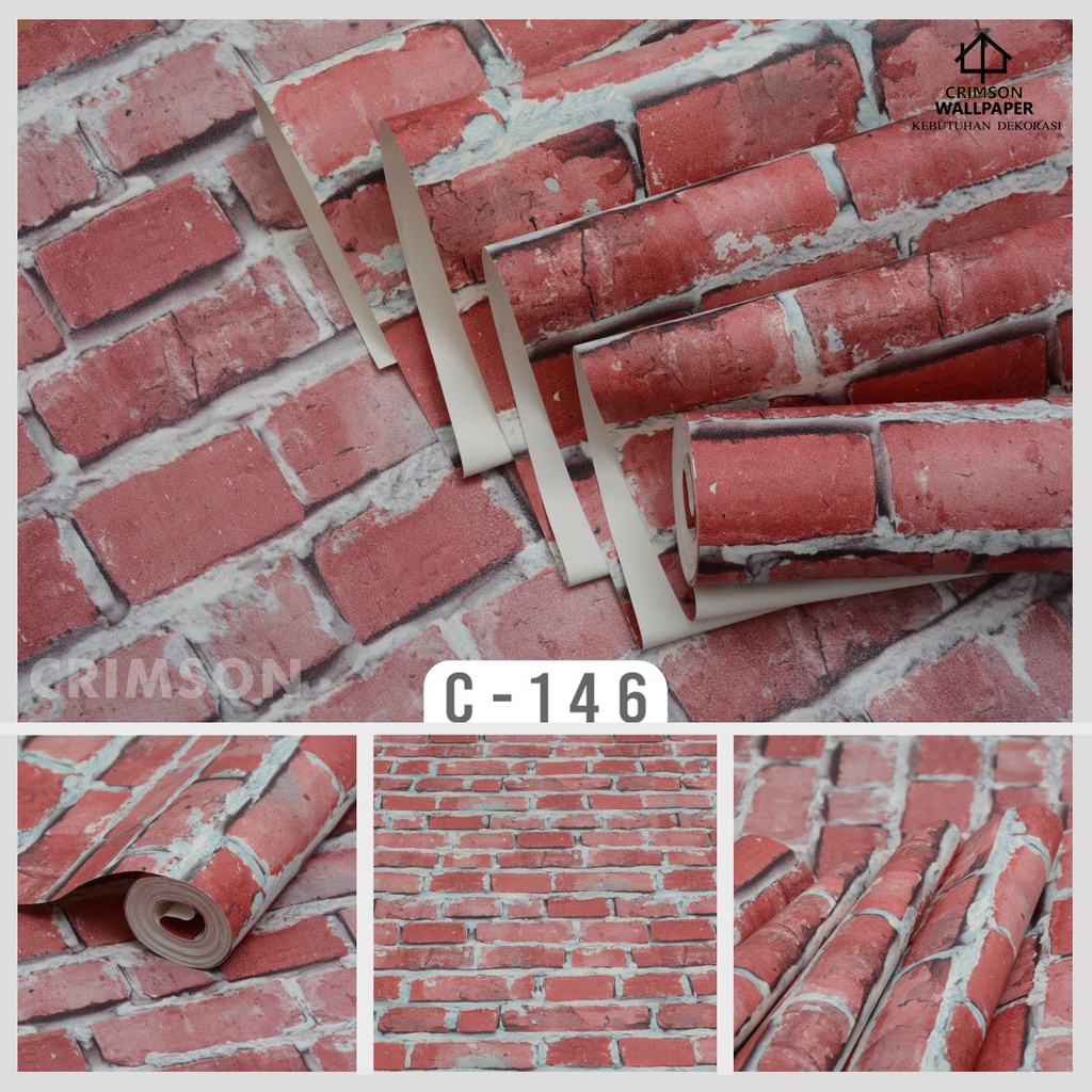 Wallpaper Dinding Motif Bata Premium Vinyl