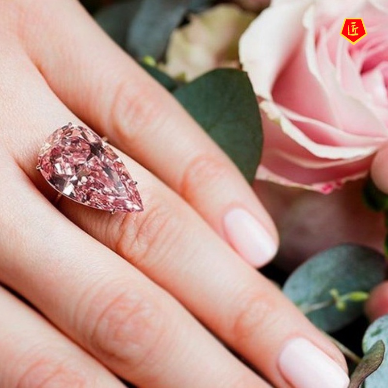 [Ready Stock]Pink Crystal Topaz Ring Noble and Elegant