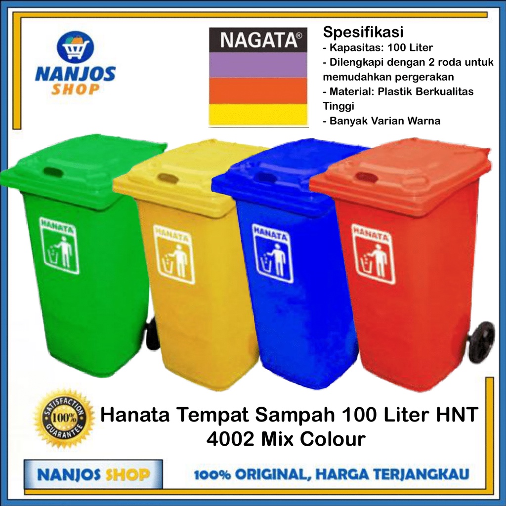 Hanata Tong Tempat Sampah Dustbin Roda Gerobak Hnt4002 100 Liter Mix