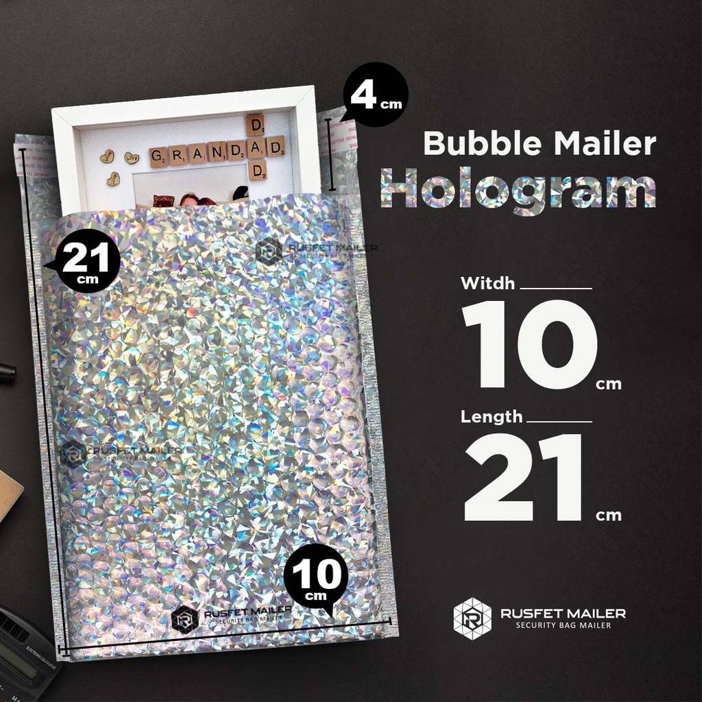 

BUBBLE MAILER RUSFET AMPLOP BUBBLE WRAP UKURAN 10x21 HOLOGRAM/BUBBLE MAILER KECIL/PACKING PREMIUM/PACKING CANTIK