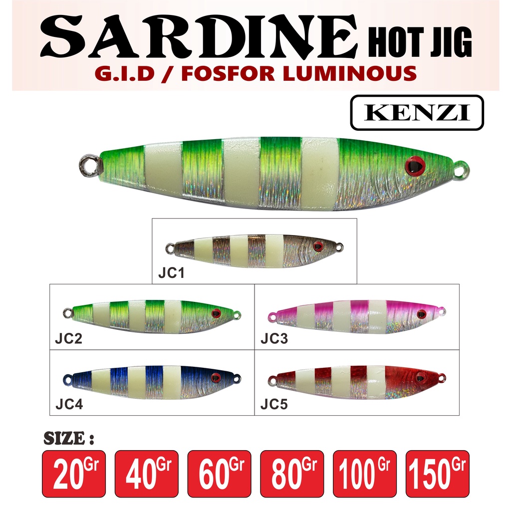 KENZI SARDINE METAL JIG 20gr 40gr 60gr 80gr 100gr 150gr