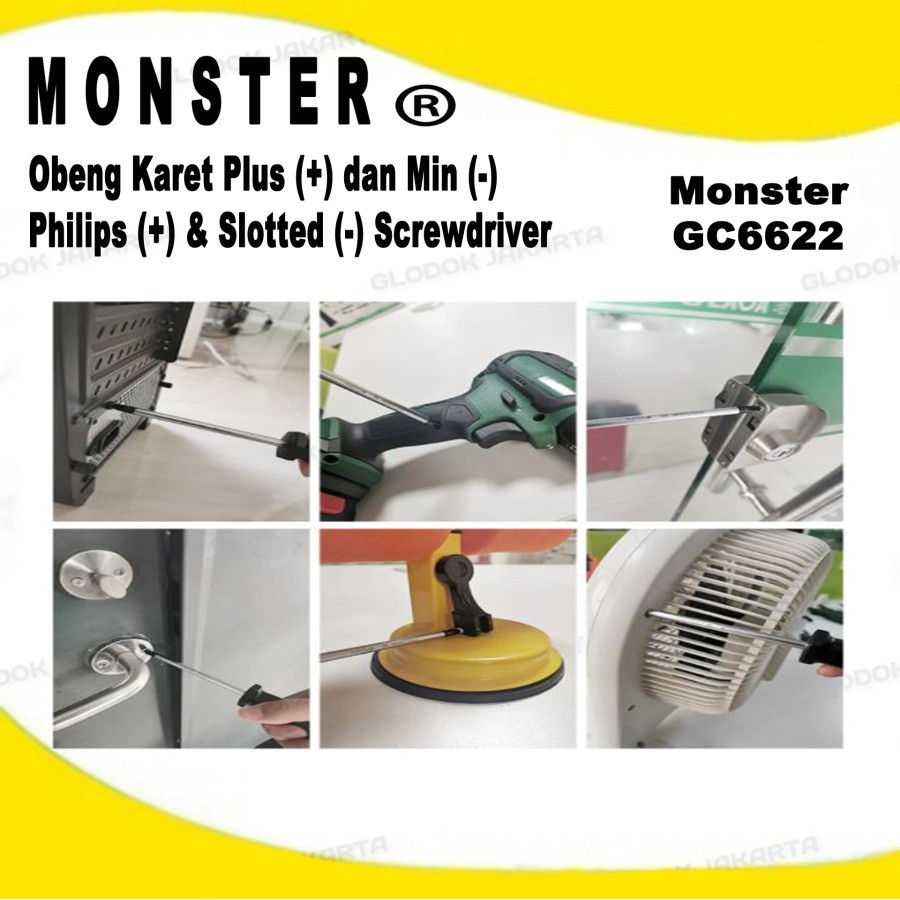 Obeng Plus Magnet Karet 6mm MONSTER GC6622 PH Plus