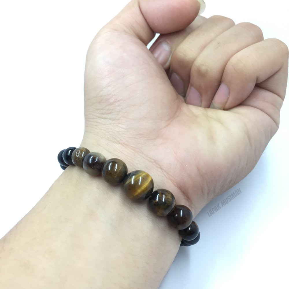 [Bayar di Tempat] Gelang Batu Giok Hitam Asli Original Kombinasi Tiger Eye