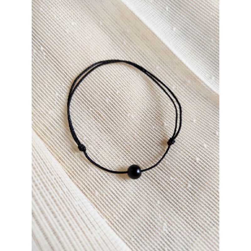 Gelang Batu Alam Hitam Kecil Tali Tipis Bisa Couple Shopee Indonesia