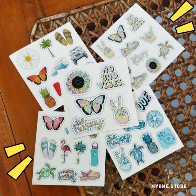 

[JOURNALCARE.ID] Stiker Tumblr Tie Die Sticker Aesthetic Good Vibes Pack