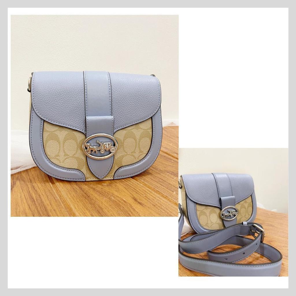 Coach Georgie Saddle Bag Sig Canvas Marble Blue