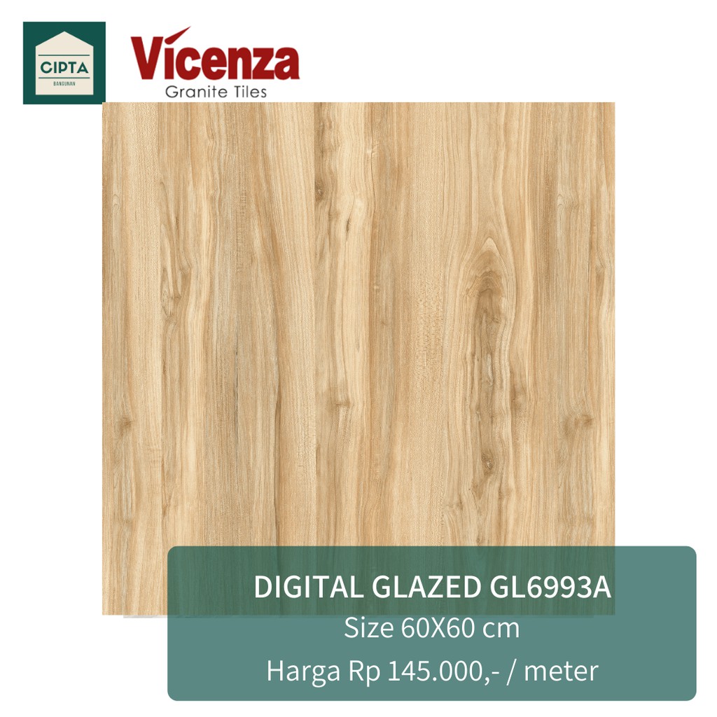 GRANIT/ GRANITE TILE VICENZA DINDING/ LANTAI KAYU MUDA 60X60 GLAZED SHINY