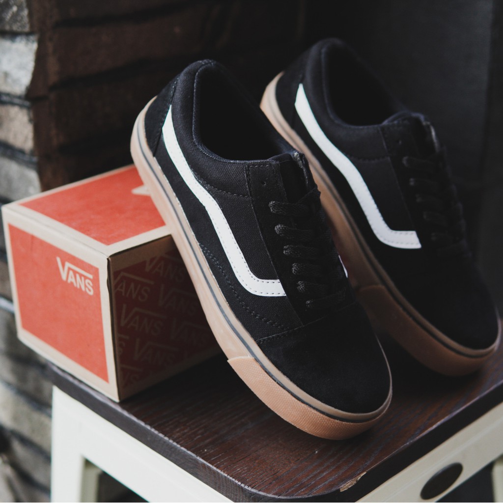 Sepatu Vans Oldskool Black Gum / Sneakers Pria Premium Kasual Sekolah Kuliah Bertali Murah