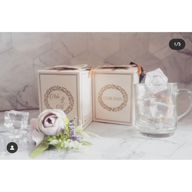 SOUVENIR GELAS GAGANG KEMASAN BOX CUSTOM