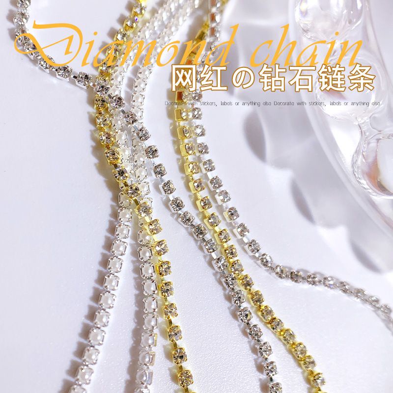 DIAMOND CHAIN 10CM  HIASAN RANTAI DIAMOND GAYA KOREA RANTAI PEARL HIASAN KUKU WEDDING NAILS RANTAI KUKU