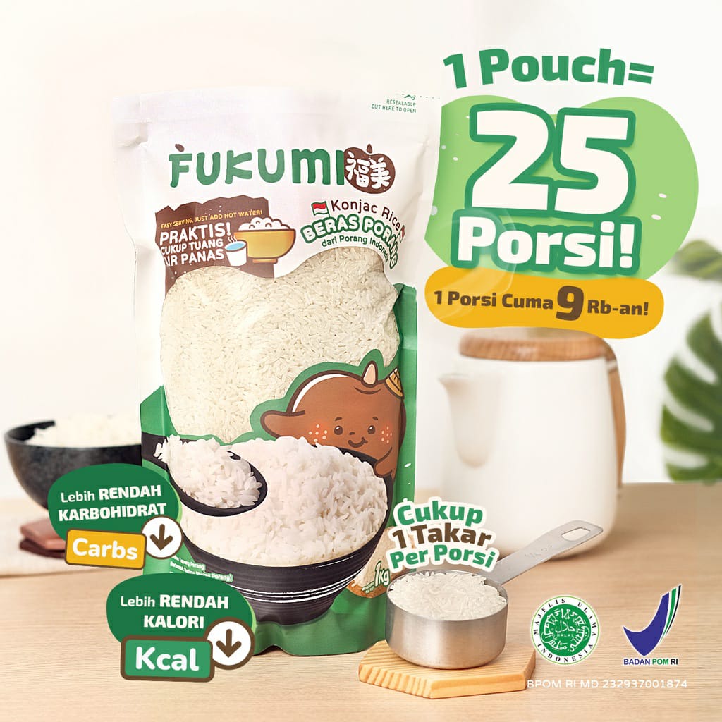 

FUKUMI BERAS PORANG POUCH 1KG | KONJAC RICE