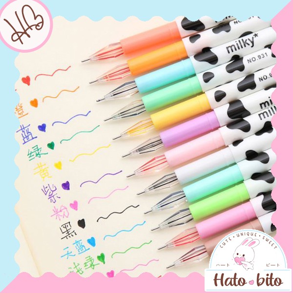 

6 Pcs Pulpen gel milky 1 set isi 6 pcs warna campur acak HB159