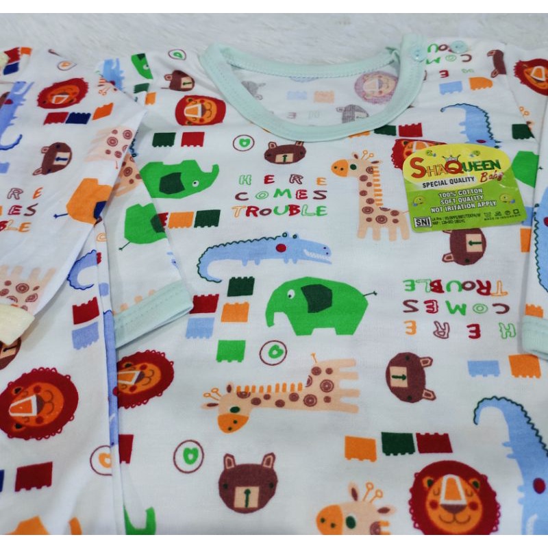 Setelan Panjang Shaqueen Print SNI / Setelan Baju Anak Bayi 6 - 12 Bulan