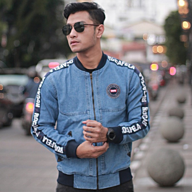 [COD] JAKET BOMBER JEANS LITS ROCAFELA / BOMBER TAPING PRIA