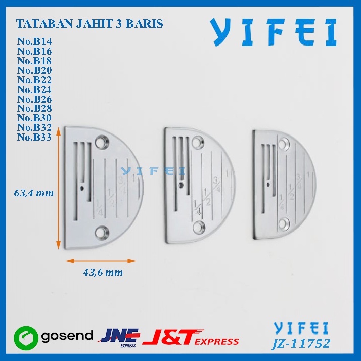 Tataban Jahit 3 Baris YIFEI-11752/Needle plate jahit 3 baris - B14 - B14