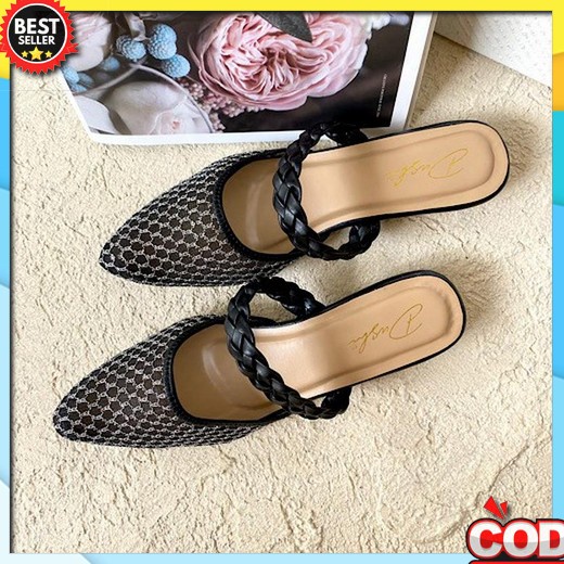 2.36 Inch/ 6Cm Sendal Wanita Sepatu Heels Wanita Pesta  Branded Murah Kerja High Heels Pesta Slip On
