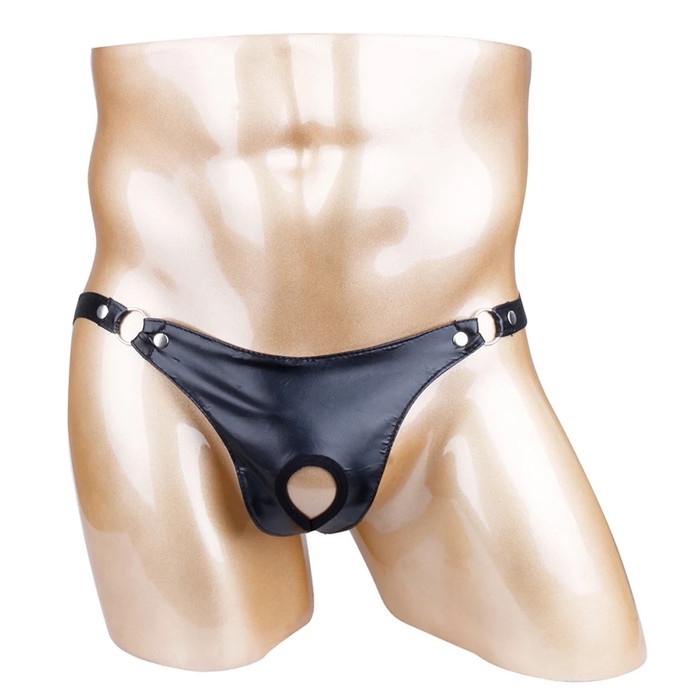 sexy lingerie g string pria bahan kulit