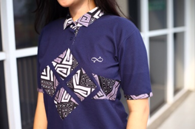 Loyal Kaos Polo Batik Navy Modern Wanita M L XL XXL