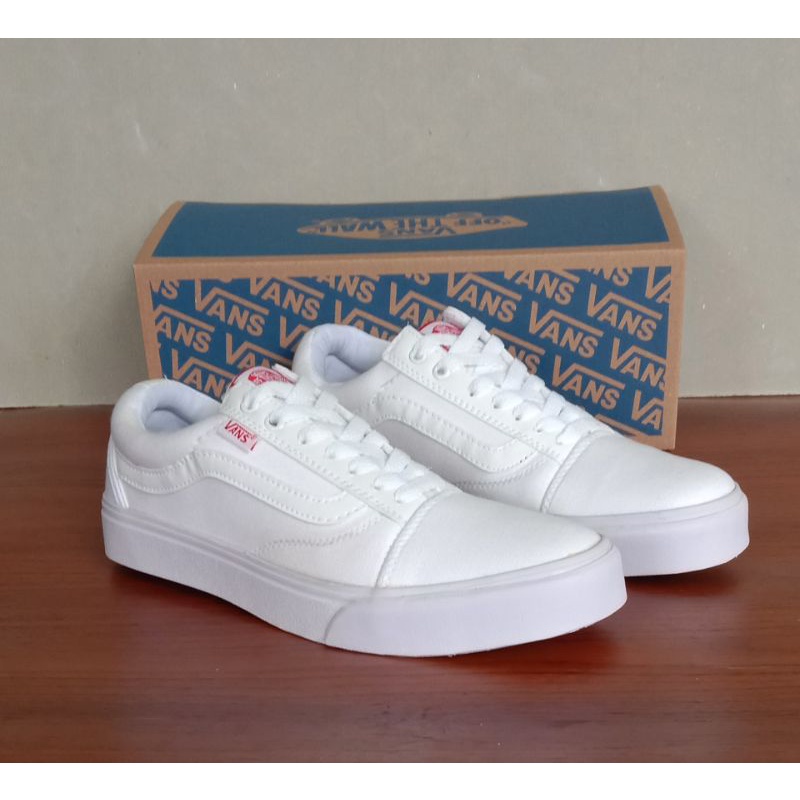 sepatu vans old skool full white vans premium putih polos