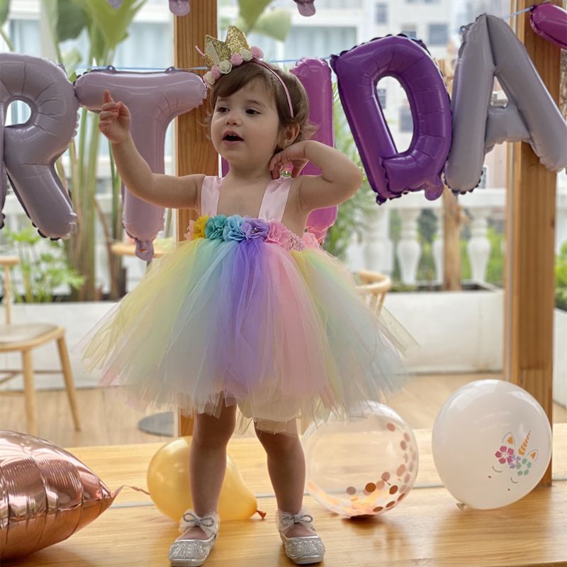 gaun pelangi rainbow alvena dress bayi neychan