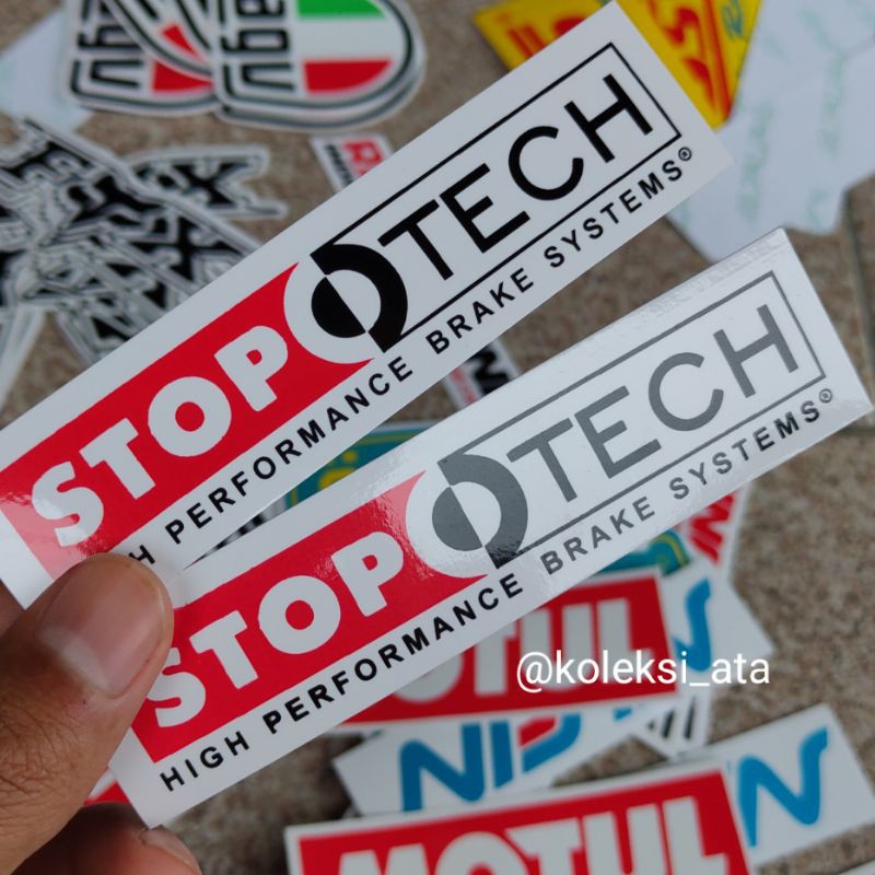 stiker motor stop tech brake